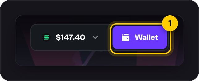 The Wallet button in the top bar, marked 1
