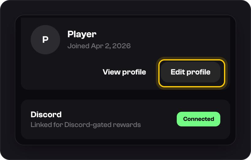 Settings, Profile: the Edit profile button highlighted